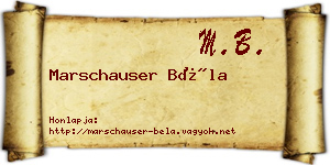 Marschauser Béla névjegykártya